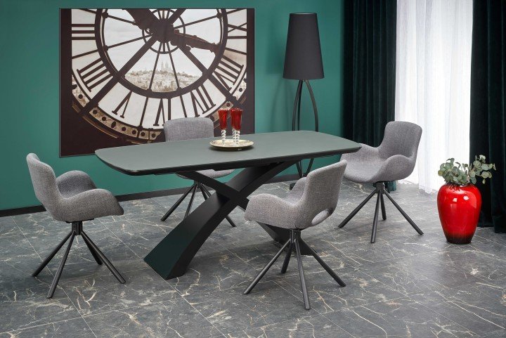 Стіл розкладний Halmar SILVESTRO Темно сірий / чорний